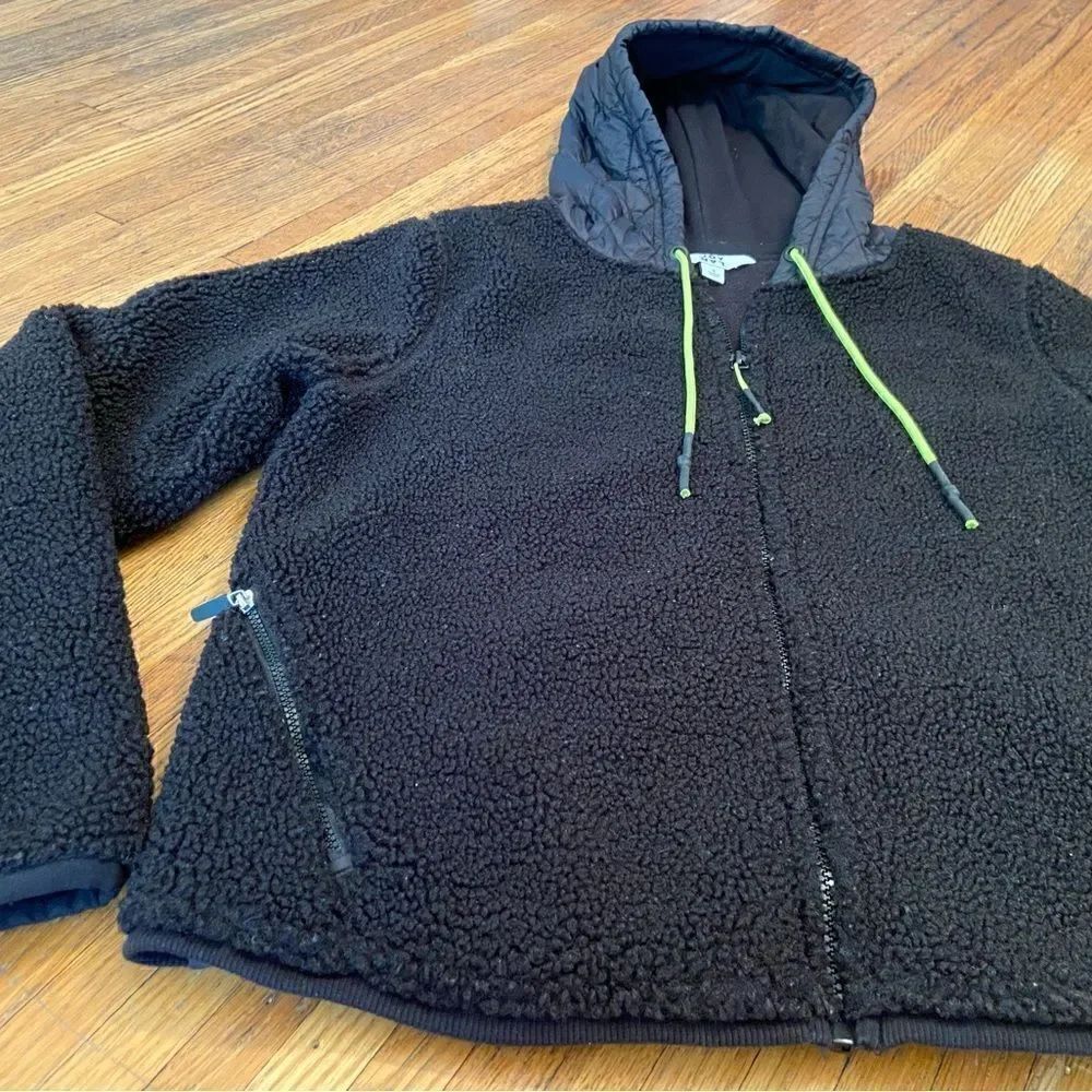 JoyLab black teddy zip up hooded jacket - Picture 3 of 11